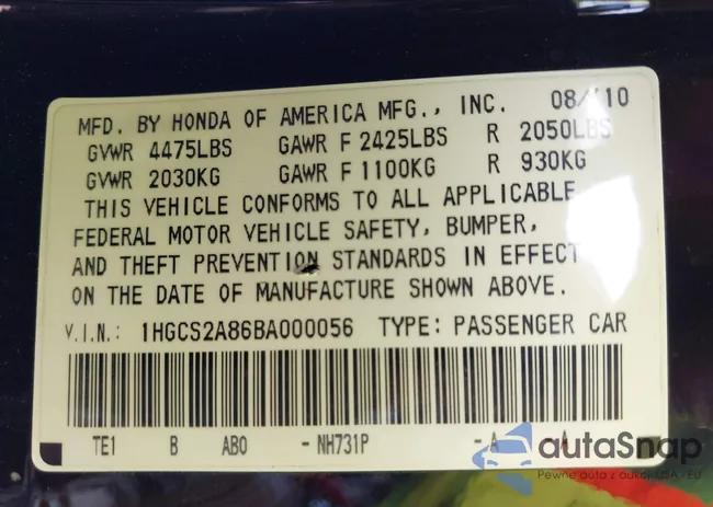 1HGCS2A86BA000056: 43188078