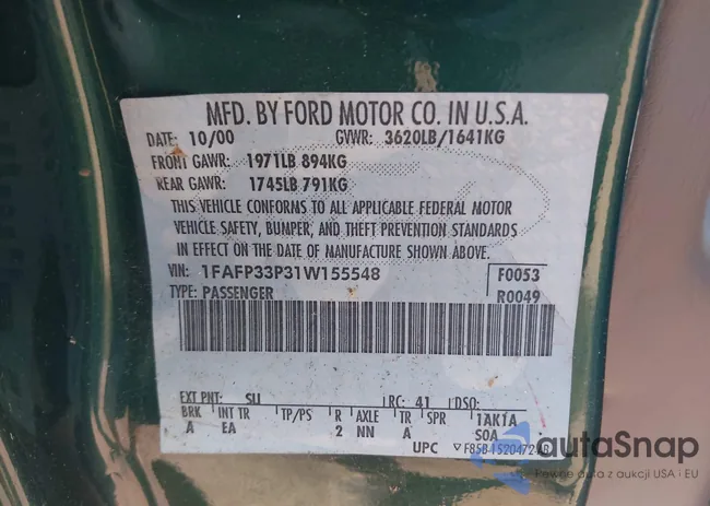 1FAFP33P31W155548: 43188169