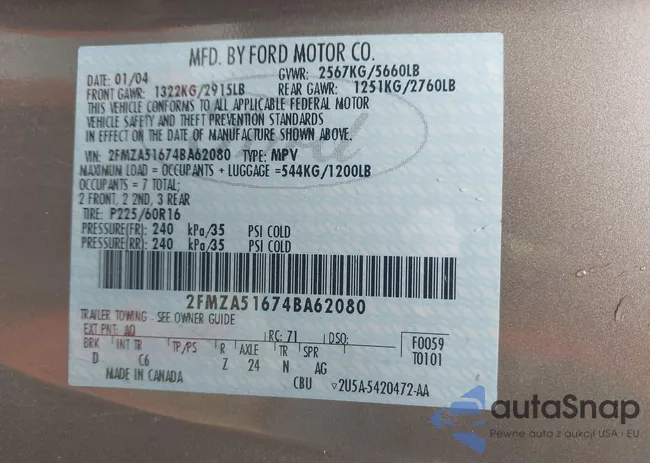 2FMZA51674BA62080: 43188329