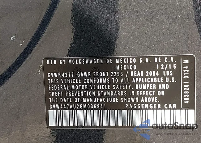 3VW447AU2GM036941: 43188345