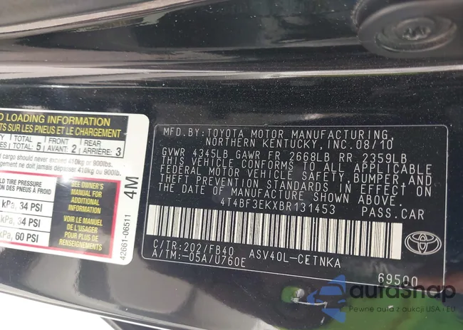 4T4BF3EKXBR131453: 43188424