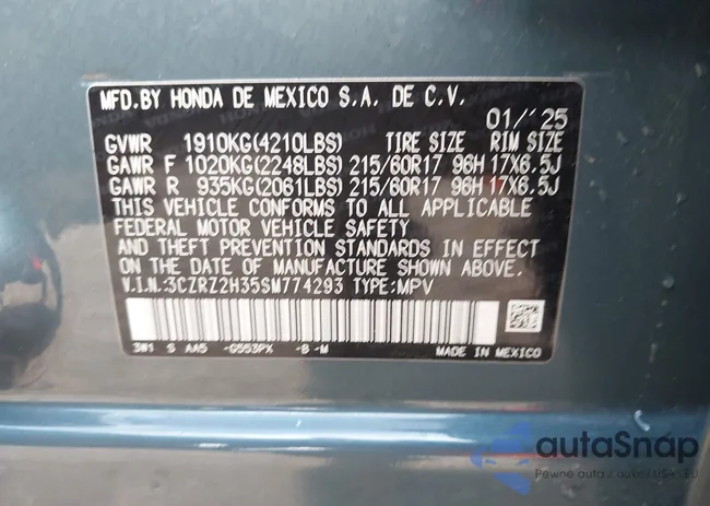 3CZRZ2H35SM774293: 43188459