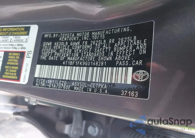 4T1BF1FK9GU148281: 43188532