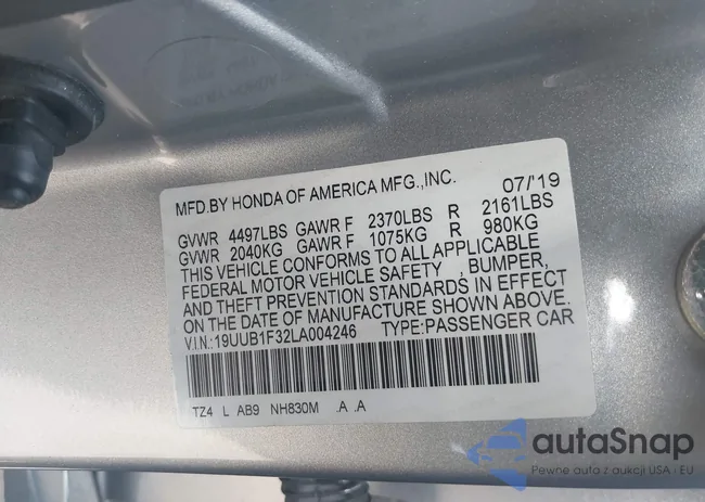 19UUB1F32LA004246: 43188544