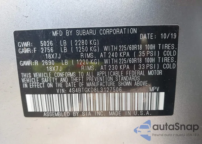 4S4BTGKD8L3127506: 43187619