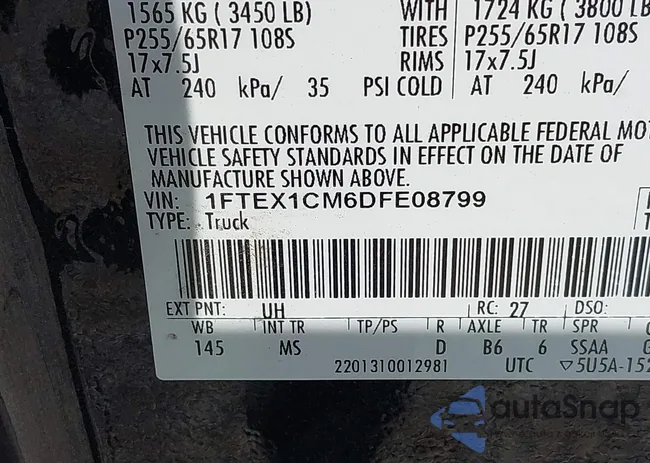 1FTEX1CM6DFE08799: 43187748