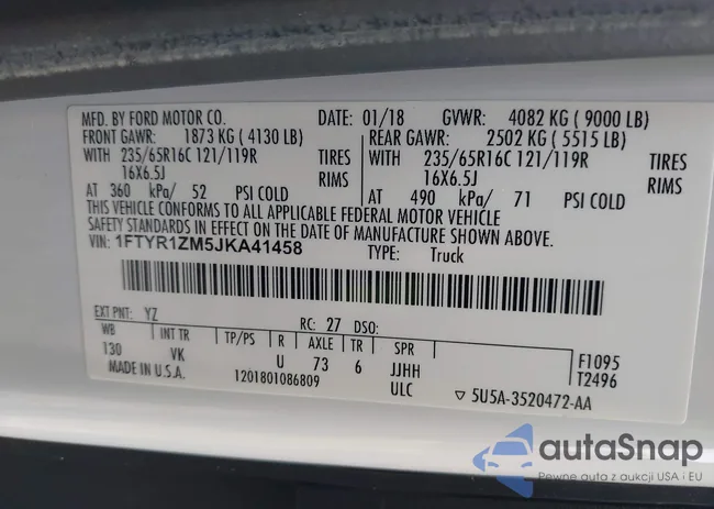 1FTYR1ZM5JKA41458: 43187806