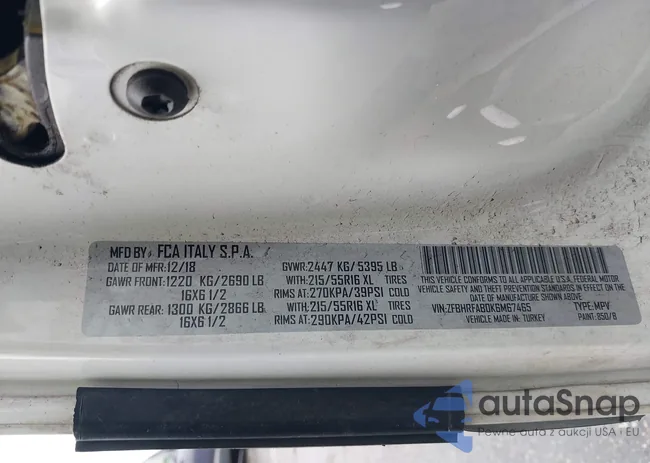 ZFBHRFAB0K6M67465: 43187867