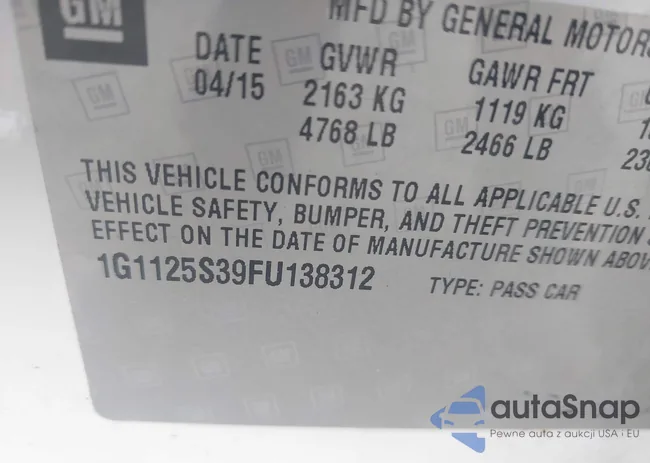 1G1125S39FU138312: 43188987