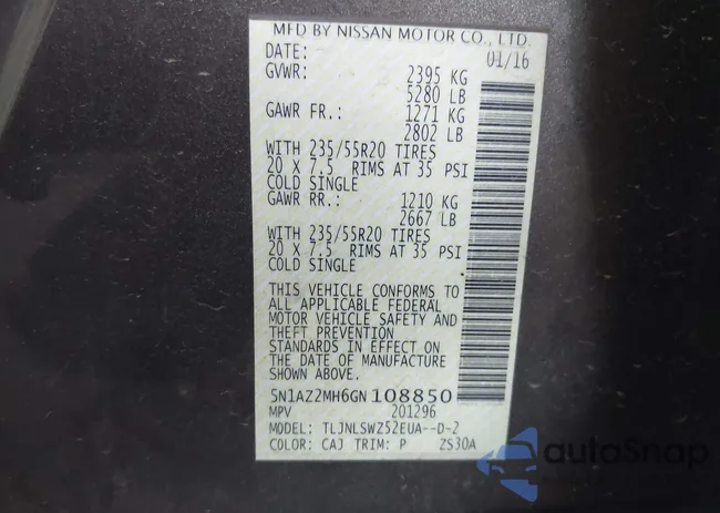 5N1AZ2MH6GN108850: 43188994