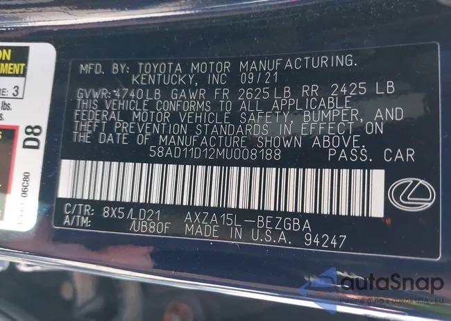 58AD11D12MU008188: 43189081