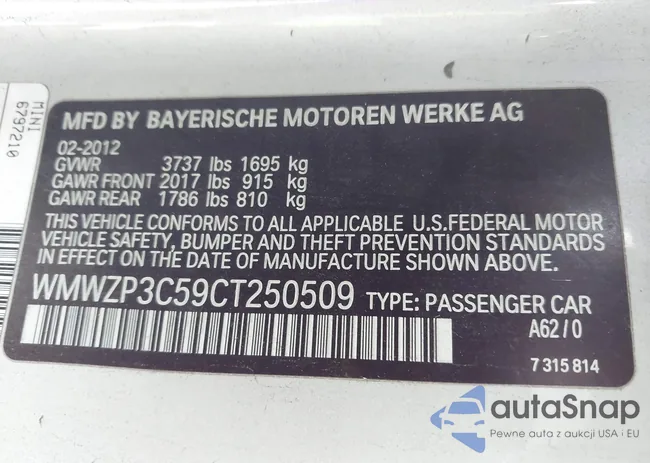 WMWZP3C59CT250509: 43189151