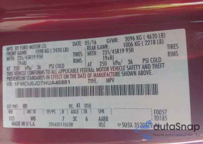 1FMCU0JD7HUA46881: 43189171