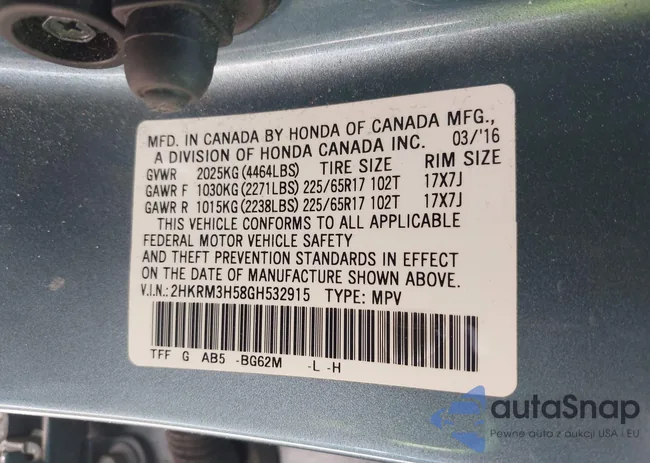 2HKRM3H58GH532915: 43189184