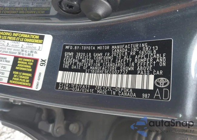 2T1BURHE9EC007737: 43189265