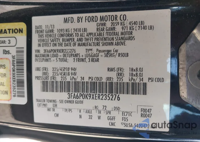 3FA6P0K9XER235276: 43189282