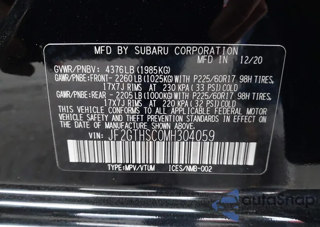 JF2GTHSC0MH304059: 43189373