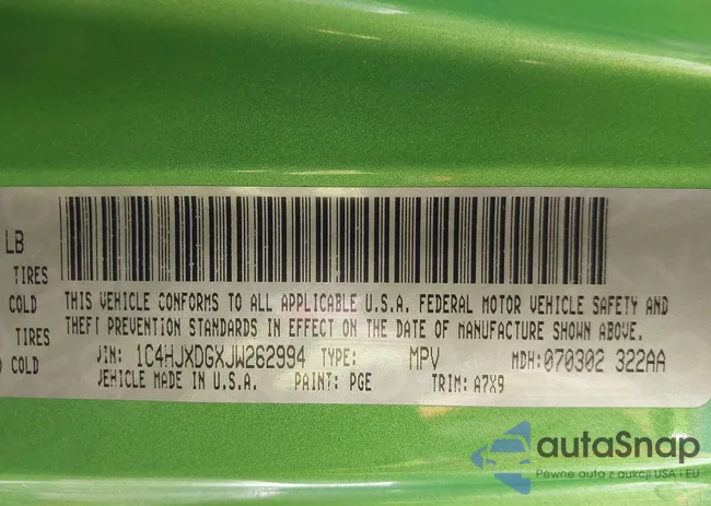 1C4HJXDGXJW262994: 43189384