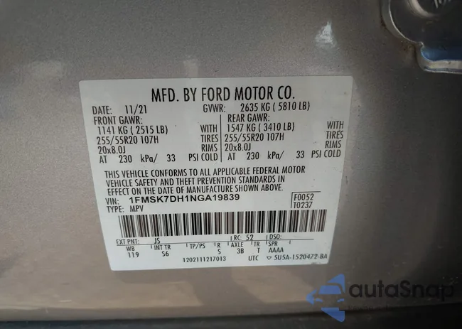 1FMSK7DH1NGA19839: 43189484