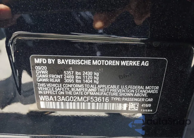 WBA13AG02MCF53616: 43189497