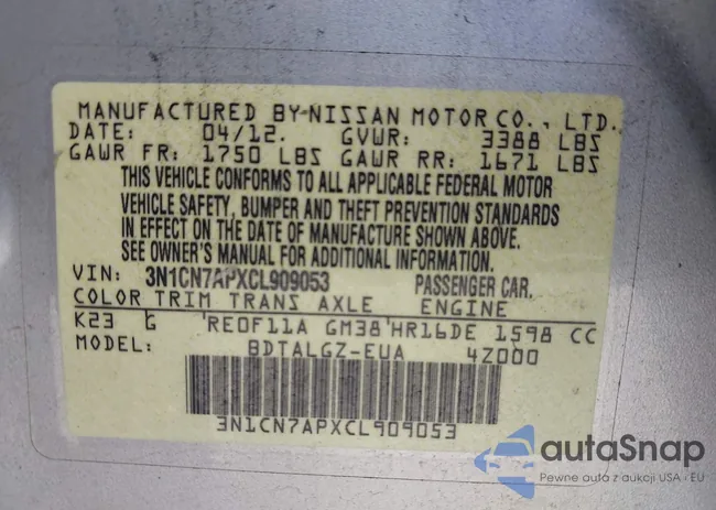 3N1CN7APXCL909053: 43189568