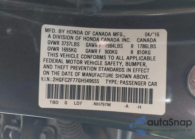 2HGFC2F77GH549655: 43188649