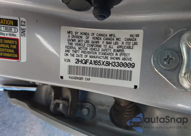 2HGFA165X8H330009: 43188820