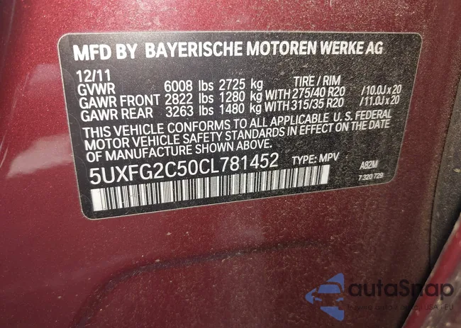 5UXFG2C50CL781452: 43190008