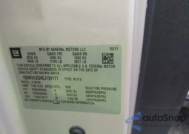 1GNKVLED4CJ199177: 43190048