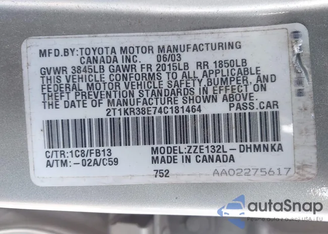 2T1KR38E74C181464: 43190058