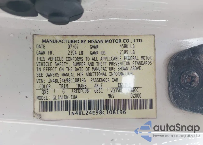 1N4BL24E98C108196: 43190086