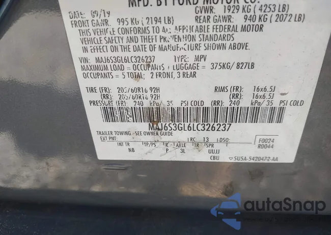 MAJ6S3GL6LC326237: 43190110