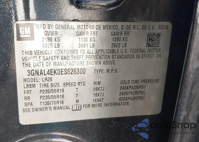 3GNAL4EK0ES626300: 43190186