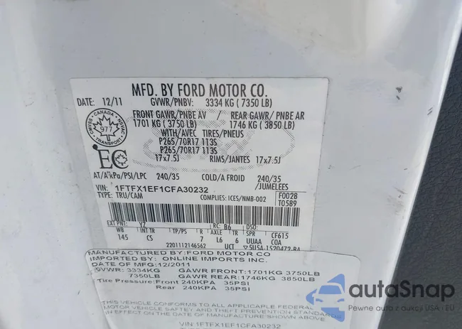 1FTFX1EF1CFA30232: 43190211