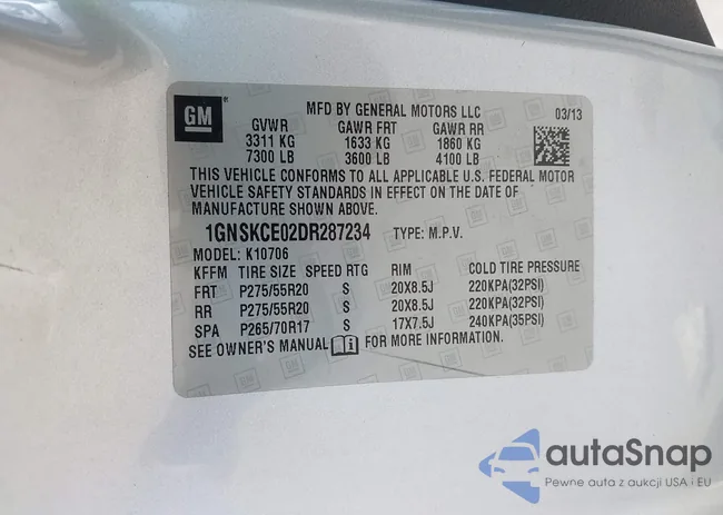 1GNSKCE02DR287234: 43190219