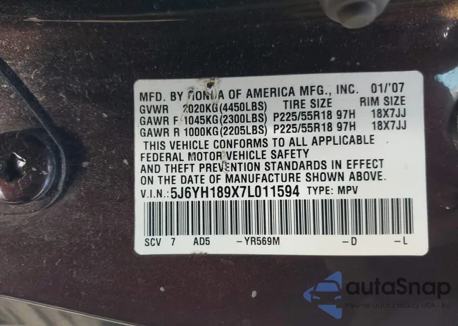 5J6YH189X7L011594: 43190223