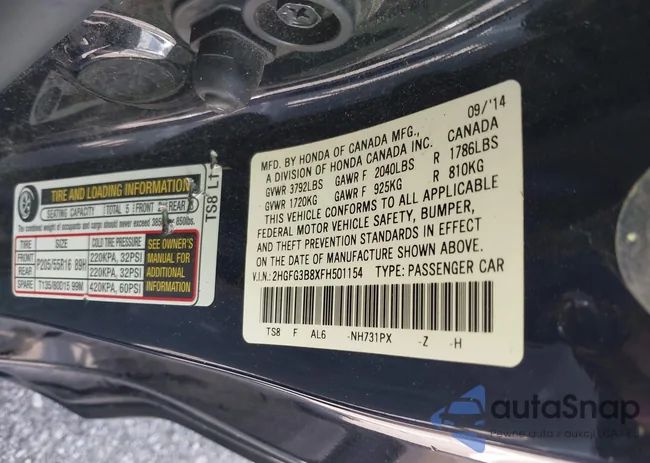 2HGFG3B8XFH501154: 43190252