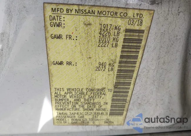 1N4AL3AP4JC223883: 43190284