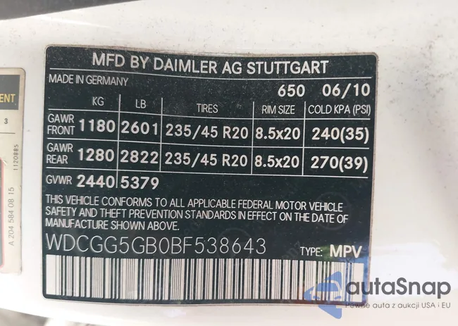 WDCGG5GB0BF538643: 43190297