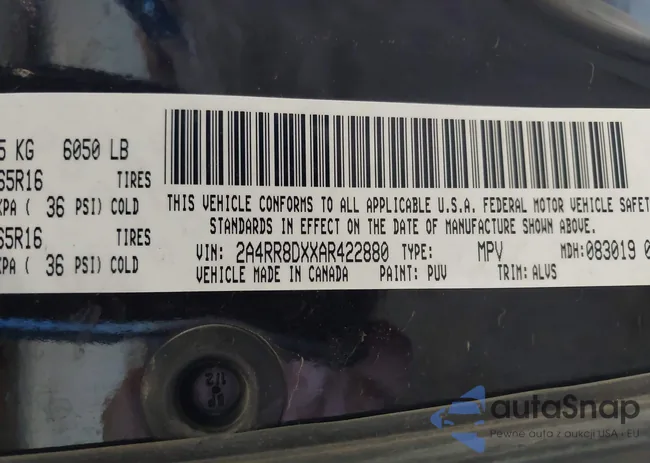 2A4RR8DXXAR422880: 43190346