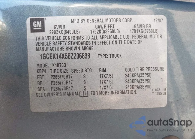 1GCEK14X58Z206838: 43190355