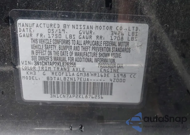 3N1CN7AP2KL876256: 43190358