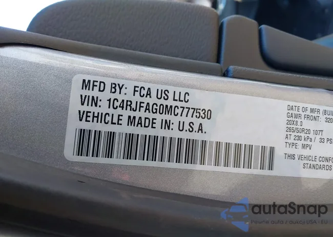 1C4RJFAG0MC777530: 43190407