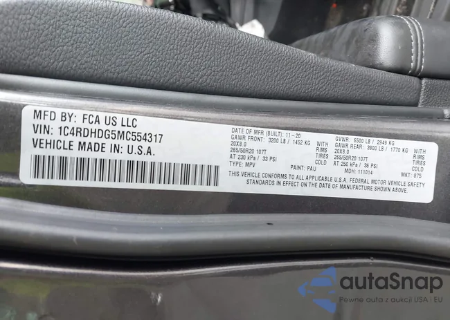 1C4RDHDG5MC554317: 43190512