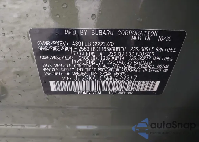 JF2SKAJC5MH439317: 43190544