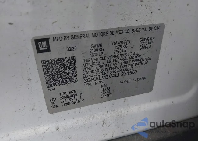 3GKALVEV4LL274567: 43190555