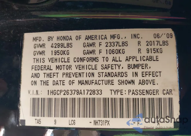 1HGCP26379A172833: 43189593