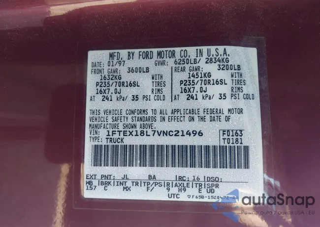 1FTEX18L7VNC21496: 43189746