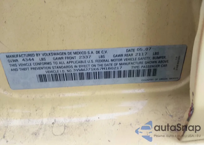 3VWWJ71K67M180217: 43189855