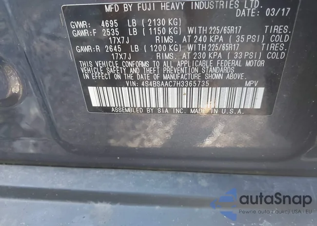 4S4BSAAC7H3365735: 43190996